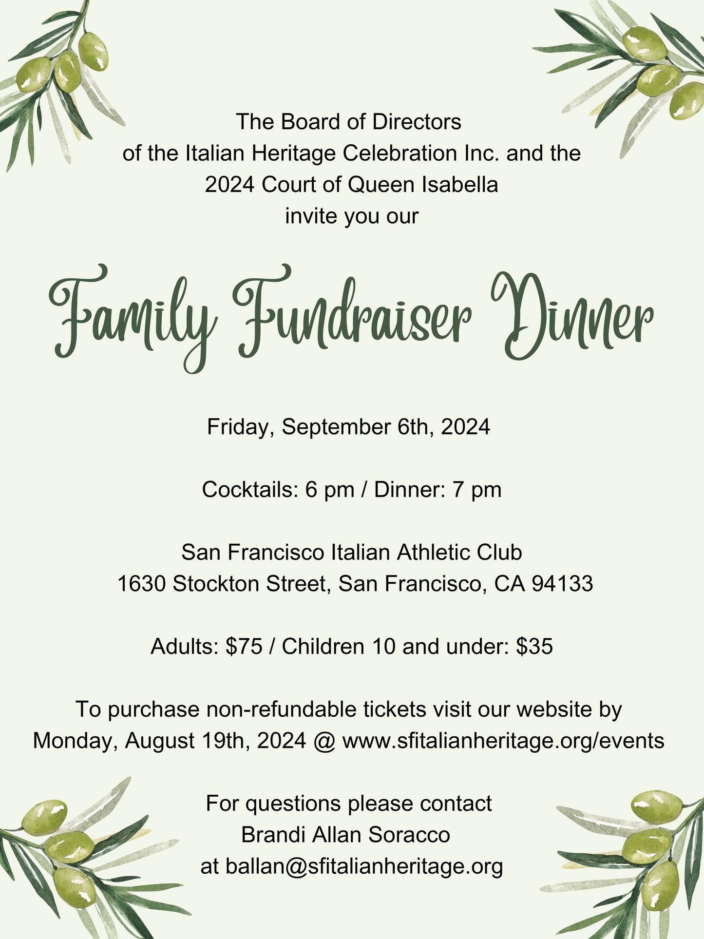 Family Fundraising Dinner 2024